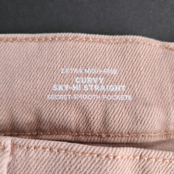 Old Navy Extra High Rise Jeans 24 Curvy Ski-Hi Straight Dusty Pink Smooth - Picture 7 of 12